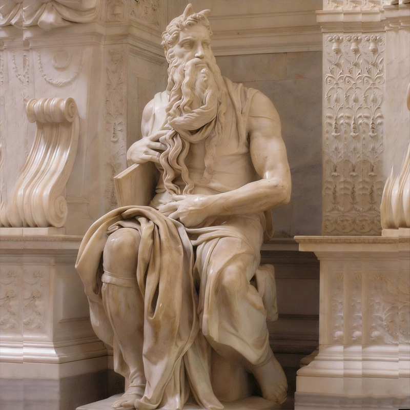 Классическая мраморная скульптура человека, сидящая статуя